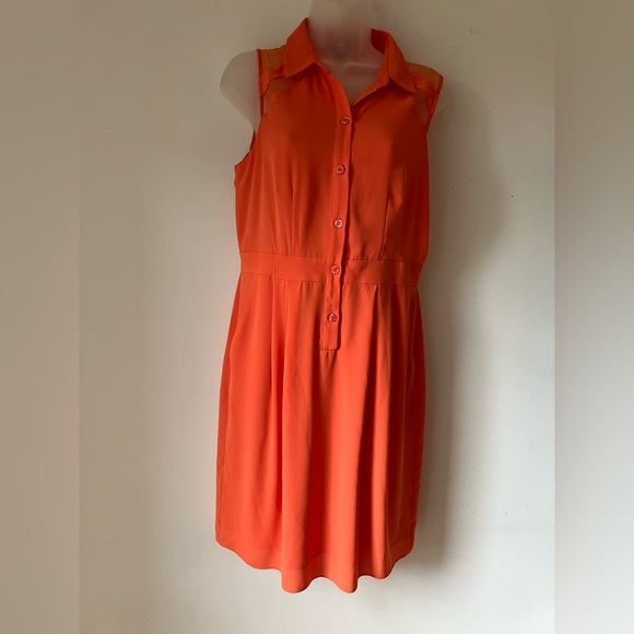 Muse Women’s Orange Sleeveless Button Front Lace Back Dress Size 6 - Picture 7 of 7